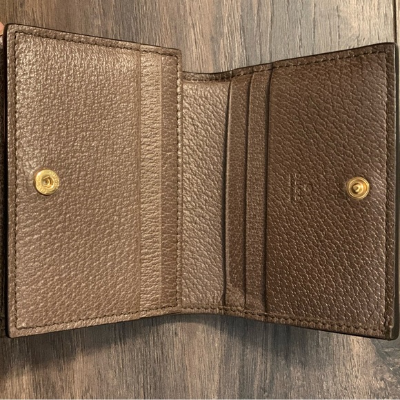 ❌SOLD❌ Gucci Ophidia Beige/Ebony GG Supreme Canvas and Leather Card Wallet - Picture 8 of 14